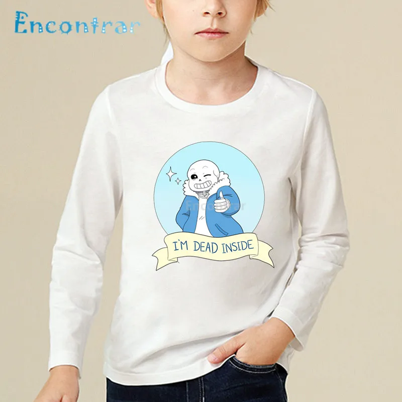 Детская забавная Футболка с принтом в виде черепа, Brother Undertale Sans топы с длинными рукавами для маленьких мальчиков и девочек, детская повседневная футболка LKP2405