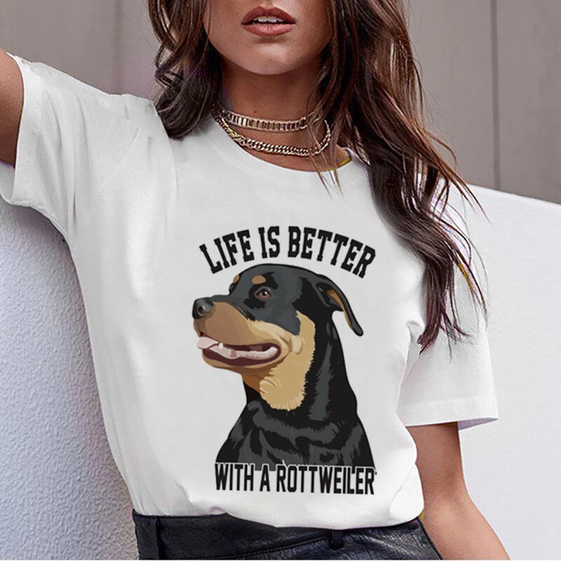 Summer cotton cooler Border Collie cartoon print female T-shirt Harajuku street top for womens T-shirt