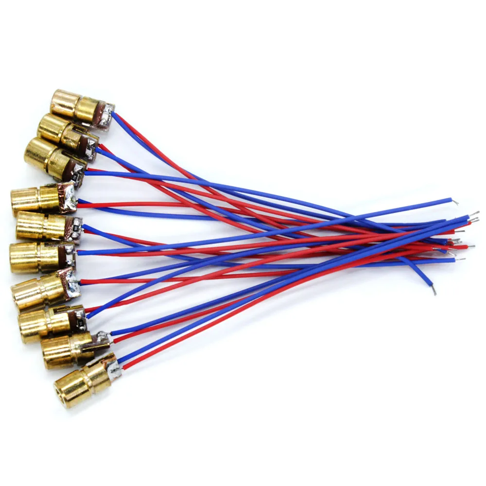 

10PCS 650nm 6mm 5V 5mW Adjustable Laser Dot Diode Module Red Copper Head