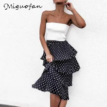 Miguofan, длинные женские юбки в горошек, высокая талия, прямая юбка миди, белая, черная, офисная, модная, повседневная, летняя