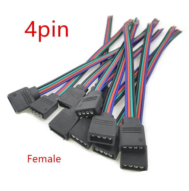 thumbnail image 1 of Conector de tira de luz LED RGB RGBW de 4 pines y 5 pines, enchufe macho y hembra, cable de conexión para tira de luz LED RGB RGBW 5050, 1 of 5