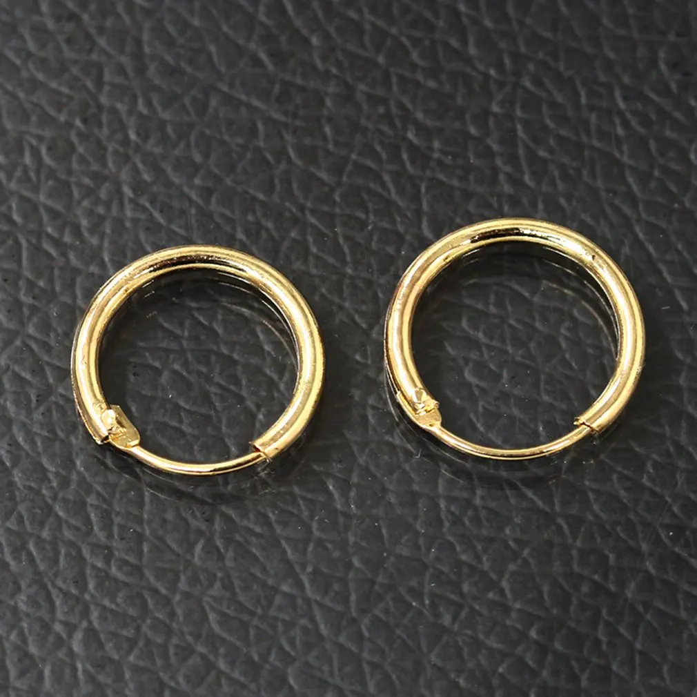 Korean Type Ear Ring Earrings Couple Copper Material Men Women Gold Small 1135 Inner Diameter 10mm Hot sales | Украшения и