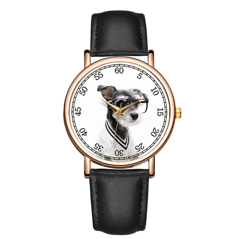 Men Women Lovely Dog Watch 2020 New Creative Simple Style Watch Lady Fashion Leather Band Quartz Clock Hodinky Gift Bayan Saats