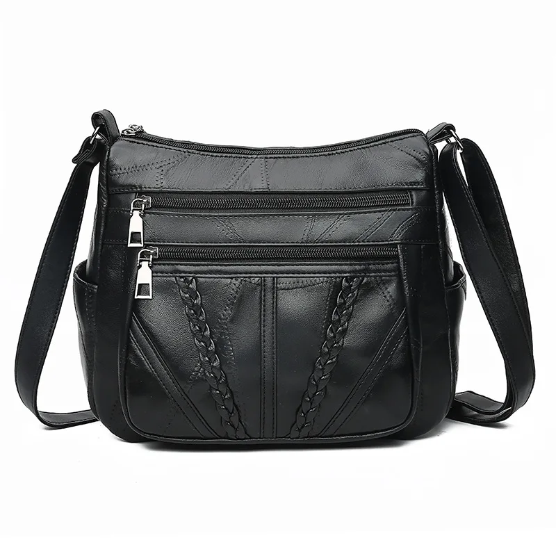 

Sheepskin WOMEN'S Bag New Style Autumn And Winter Weaving Soft Leather Shoulder Bag Middle-aged Mommy Bag Versatile Crossbody Ba