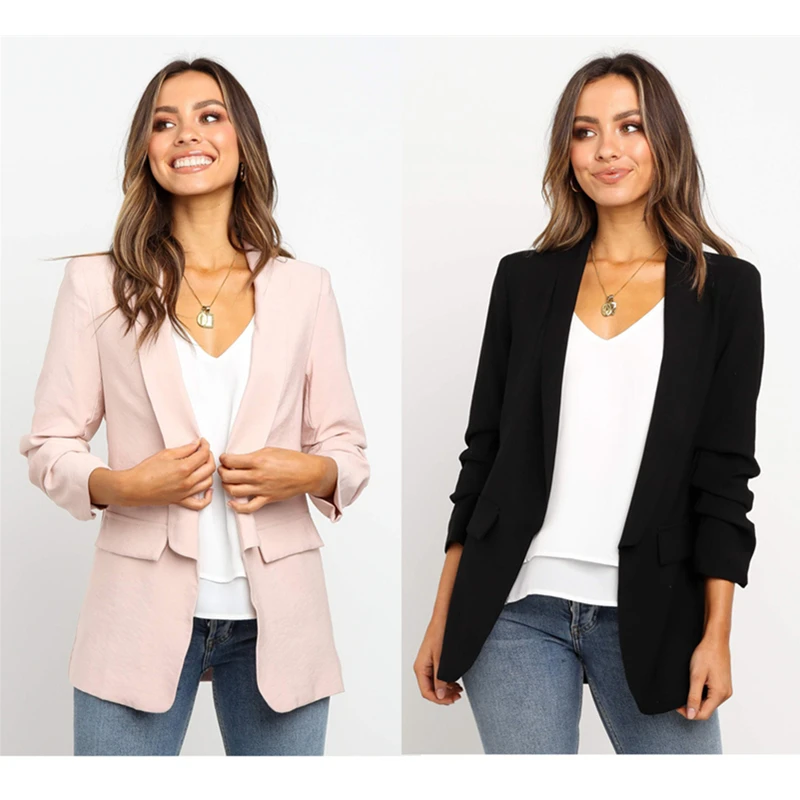 discount  Spring Summer Women Casual Jacket HOT Women Black Slim Single Button Casual Business Jacket