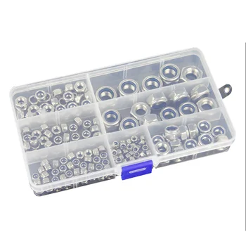 

165pcs Nylon Lock Nut M3 M4 M5 M6 M8 M10 M12 Stainless Steel 304 Self-Locking Nut Locknut Slip Nylon Hex Nut Set