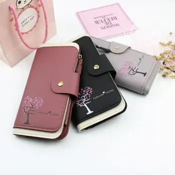 

Women's Wallet Two-Tone PU Leather Wallet Female Billfold Large-Capacity Zipper Hasp Clutches Card ID Holders carteira feminina
