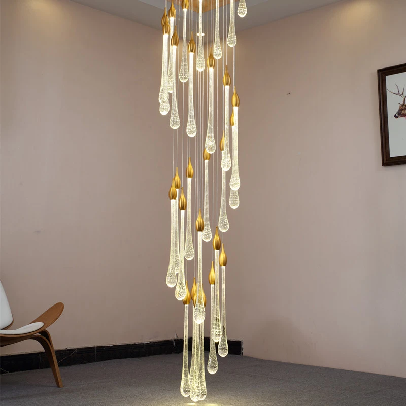 Youlaike Роскошная современная люстра освещение для лестницы спиральный дизайн капли воды хрустальный светильник лобби длинный светодиодный Cristal Lustre