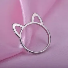 

2022 Vintage Silver Color Hollow Cat Ear Ring for Womens Gothic Punk Steampunk Temperament Cartoon Cute Rings Party Jewelry Gift