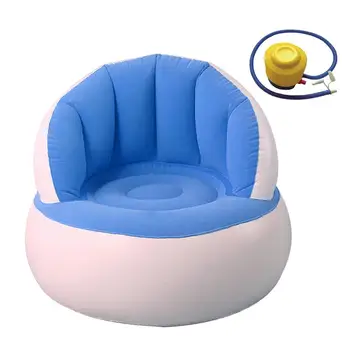

Child/Adult Home Outdoor Inflatable Round Sofa Flocked PVC Air Chairs Blow Up Lazy Couchs With Foot Pump