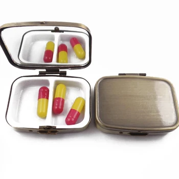 

1Pcs Pocket Portable Metal Pill Box Candy Stud Earrings Storage Medicine Tablet Storage Case Vitamin Container Organizer