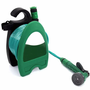 

10m Outdoor Wall Mount Water Pipe Rack Set Watering Hoses with Spray Gun Garden Irrigation Shower Nozzle Pipe Holder