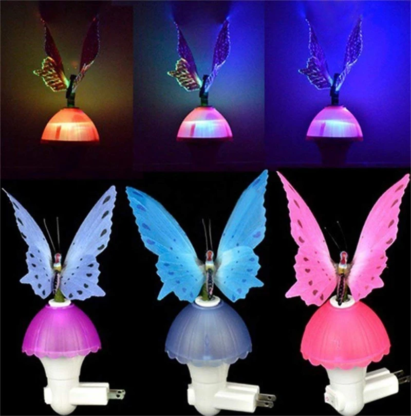 Creative Fiber Optic Colorful Butterfly Changeable LED Night Light Lamp for Children Kid Girl Wall Lights Novelty Night Light (2)