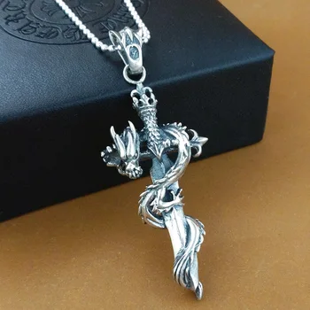 

S925 Sterling Silver Garnet Dragon Ball Pendant Men's Punk Bicycle Jewelry Gift Pendant