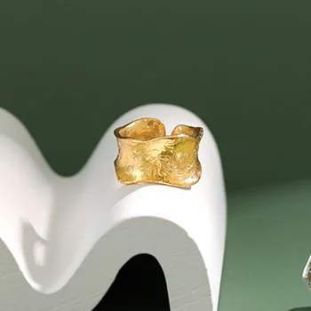 

Korean Irregular Tin Foil Ring 925 Sterling Silver Rings For Women Open Gold Ring anillos plata para mujer silver 925 jewellry