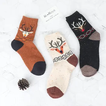

Vintage Lovely Deer Animal Printed Women Ladies Crew Autumn Winter Thick Wool Socks Harajuku Classic Warm Cotton Sock