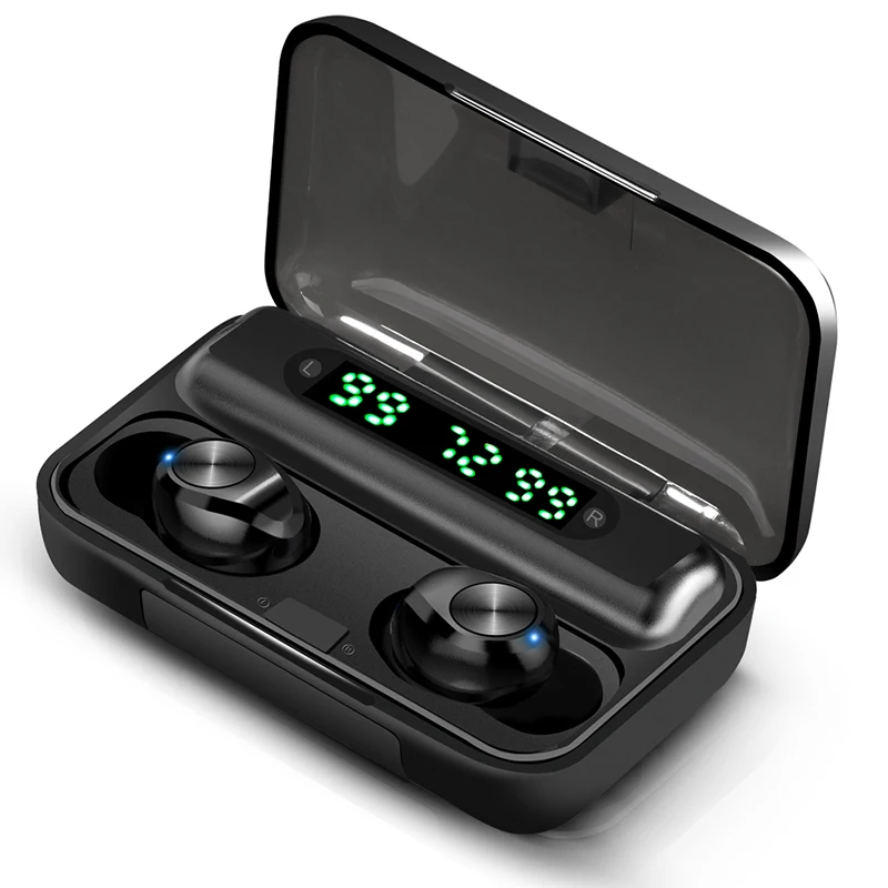 F9 TWS Wireless Bluetooth Earphone Touch Control 9D Stereo HIFI Headset With mic Sport Earphones Waterproof Earbuds LED display