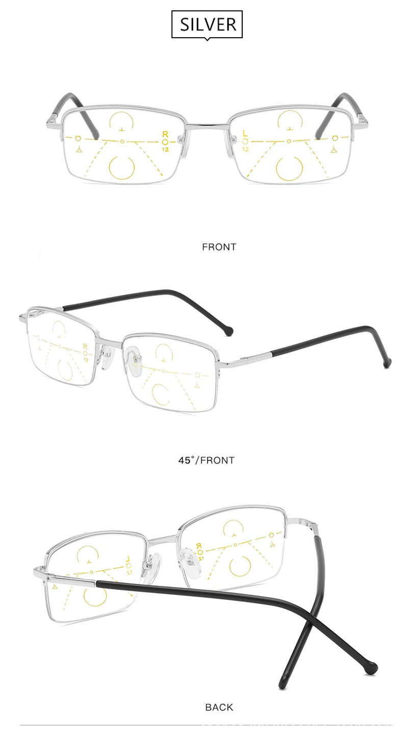 Новые многофокальные бифокальные очки для чтения прогрессивное увеличительное анти синий светильник для пресбиопии для мужчин и женщин половина кадра пружинный шарнир