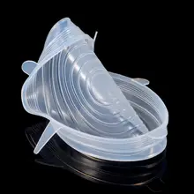 6 шт./компл. силиконовые Саран Обёрточная Бумага Обложка Еда Чаша Пот стрейч Кухня Vacuum Seal I