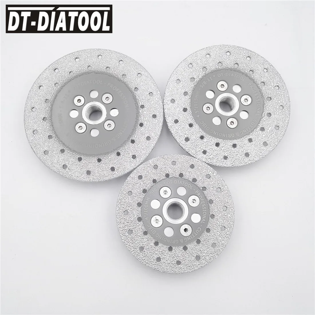 DT-DIATOOL 1pc M14 or 5/8-11 Thread Vacuum Brazed Double Side Coated Diamond Cutting Grinding Wheel For Cut Shapen Grind Smooth