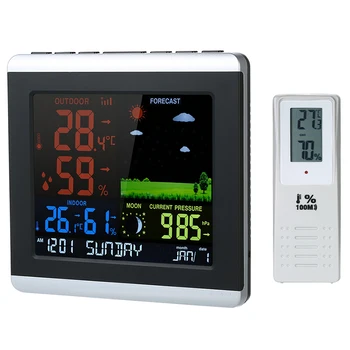 

Wireless Weather Station Temperature Humidity Sensor Colorful Lcd Display Weather Forecast Clock In/Outdoor Us Plug