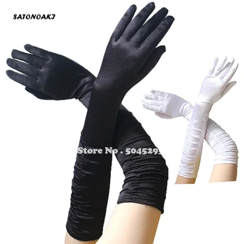 

SATONOAKI Elbow Length Bridal Gloves Wedding Satin Gloves Long Wedding Gloves for Bride Woman Dance Gloves Gant Dentelle