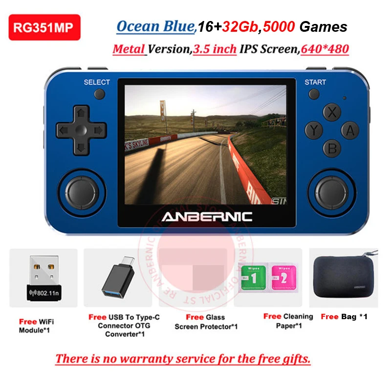 128G ANBERNIC RG351MP RG351M Retro Game Console PS1 Emulator Aluminum Alloy Shell 3.5" IPS Screen Handheld Portable Console gift 