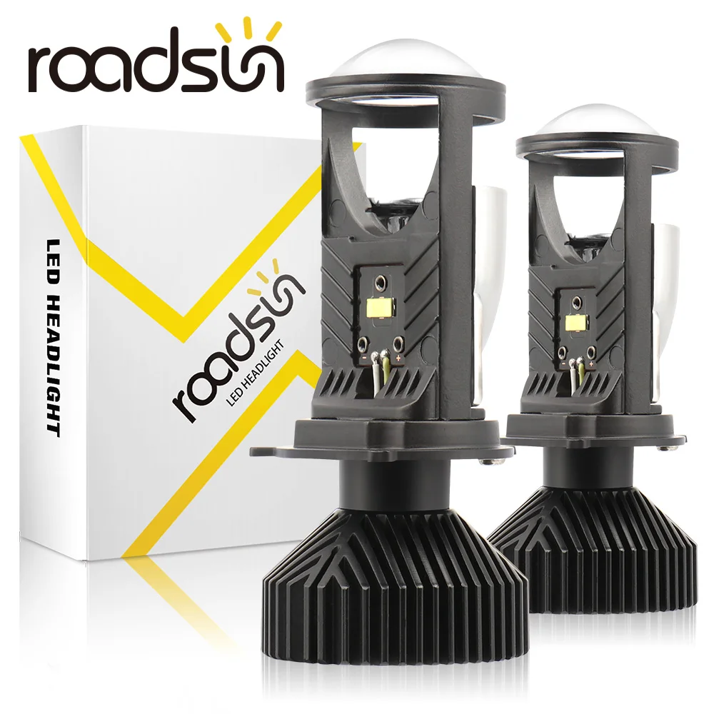 Roadsun Mini Projector Lens Light H4 Led Bulb Rhd Lhd Lighting Car