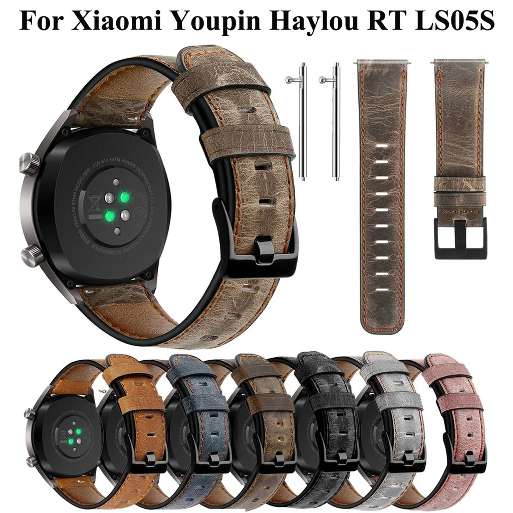 

High Quality Genuine Leather Quick Release Watch Strap 20mm 22mm band For Xiaomi Youpin Haylou RT LS05S,Watch Color