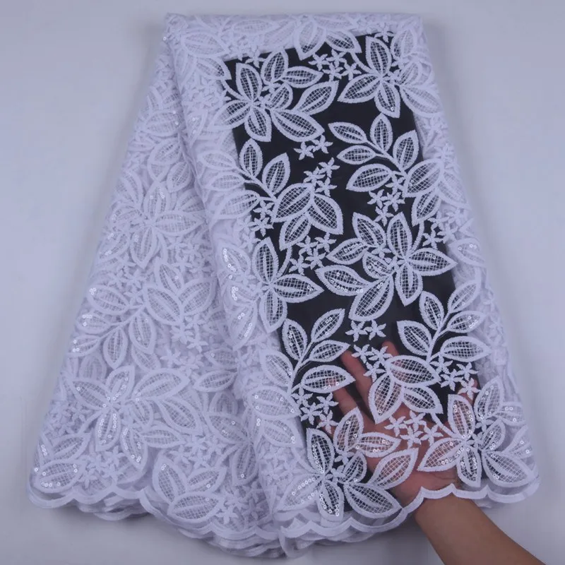 Pure White African Milk Silk Lace With Sequins Embroidery High Quality French Fabric Nigerian For Wedding S1715 | Дом и сад