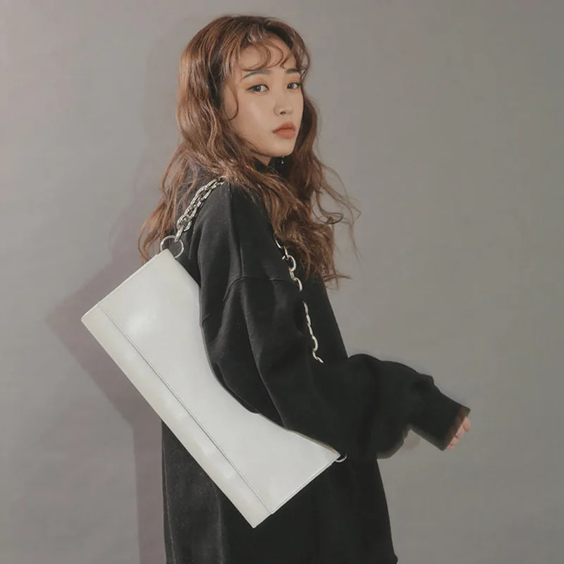 

Fashion Long Envelope Women Shouder Bags Designer Thick Chain Handbags Luxury Pu Leather Messenger Bag Large Capacity Lady Purse