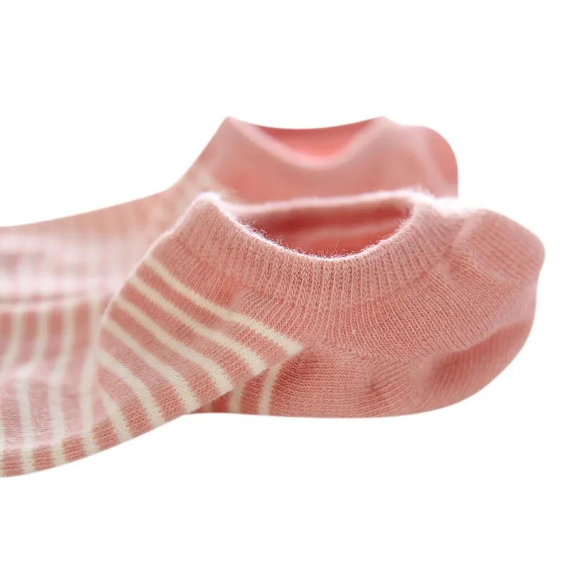 Women Stripes Print Low To Help Summer Cotton Thin Section Silicone Non-Slip Invisible Boat Socks