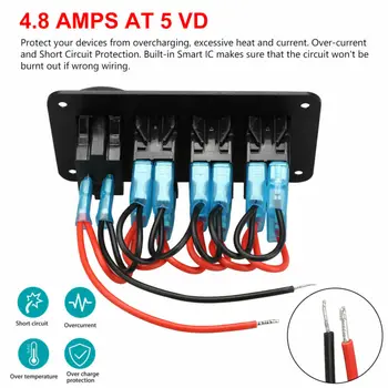 

4Gang Toggle Rocker Switch Panel With USB For Car Boat Marine RV Truck Green LED Double Lights