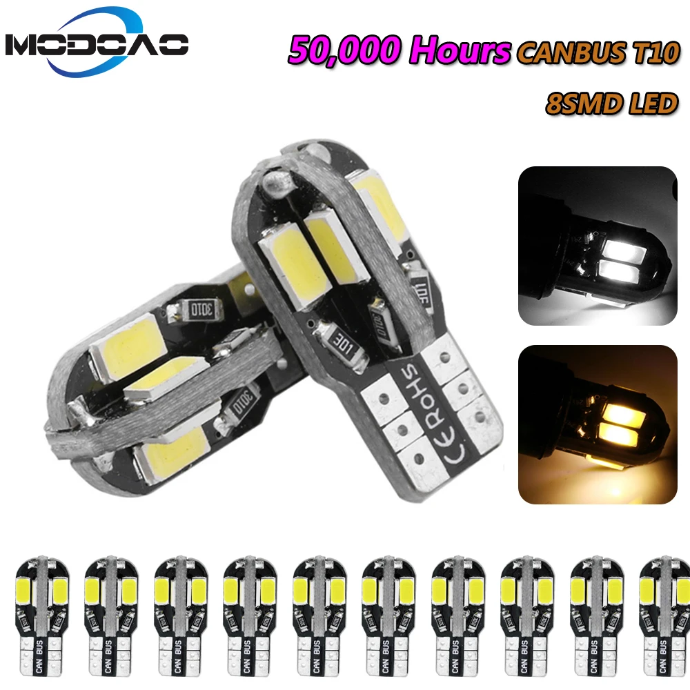 10 T10 Led Canbus Error Free 5 SMD Car Side Wedge light Bulb White 168 194 W5W