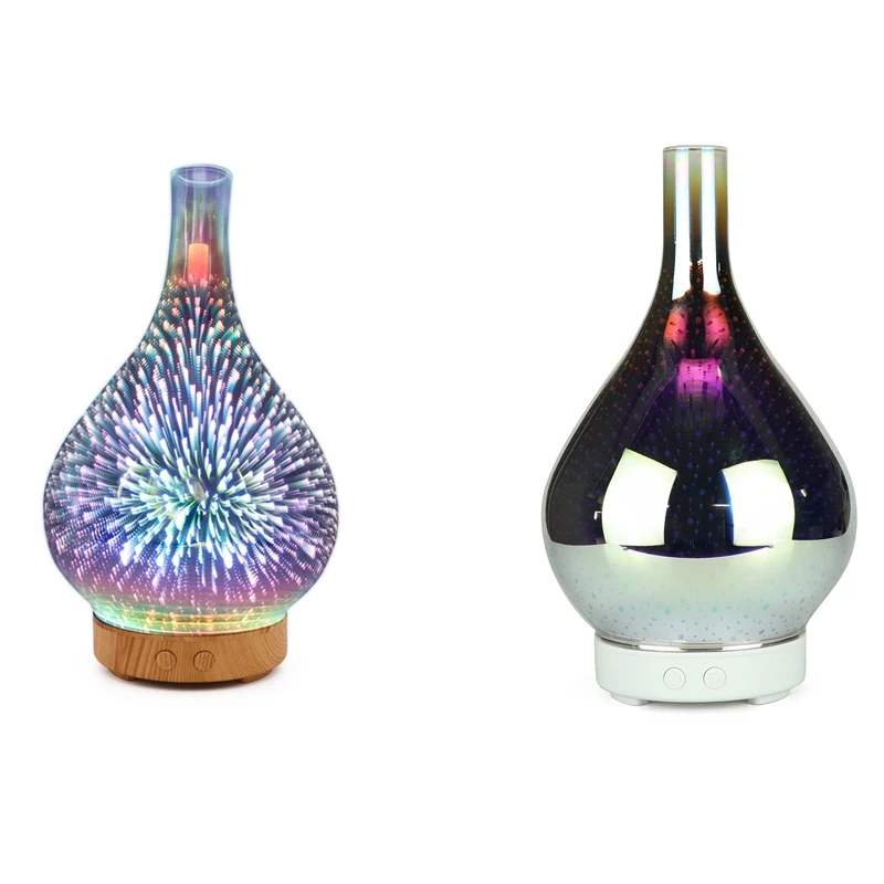 

3D Firework Glass Vase Shape Air Humidifier with 7 Color Led Night Light Aroma Essential Oil Diffuser Mist Maker Ultrasonic Humi