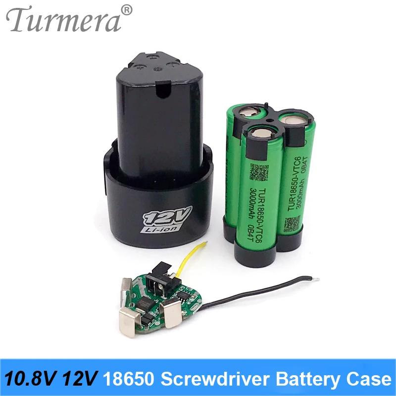 Battery Storage Box Battery Case Battery Box Turmera 3S 10.8V 12V Screwdriver Drill Battery Case Box with 18650 Hoder Brackets 3S 30A BMS Board for Shura Shrika Replace Use