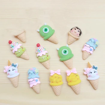 

10 Pcs/lot cute Cartoon DIY Patch Simulated Ice Cream Figurine Crafts Phone Case Storage Box Accessories Kids Craft Toy