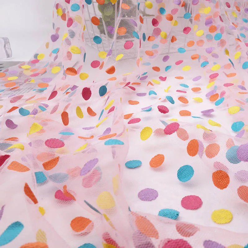 Красивое Сетчатое Тюлевое платье в горошек; одежда; материал сетки; Tissu; Мягкая юбка-американка; самодельные Украшения; швейные принадлежности