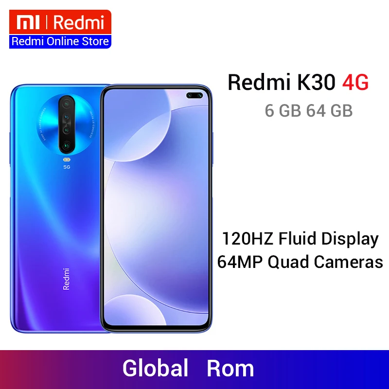 Xiaomi Redmi K30 смартфон с восьмиядерным процессором Snapdragon 730G ОЗУ 6 ГБ ПЗУ 64 67 дюйма 120 Гц