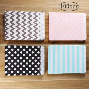

100pcs Disposable Popcorn Bags Paper Bags For Food Packaging Cookies Sacks Snacks Pop Corn Bag Oil Proof Food Bags Wedding Party