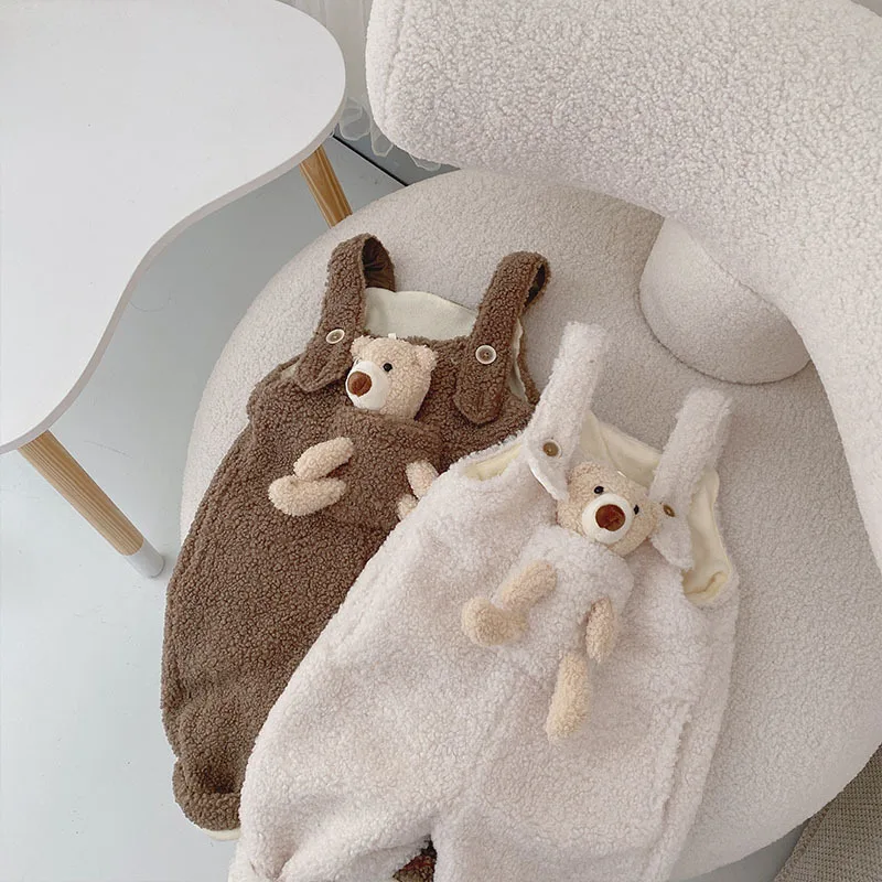 06yrs Children Girls Bear Bodysuits Fleece Infant Boys Sleeveless