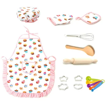 

13PCS Kids Chef Role Play Costume Set Play Kitchen Cooking Baking Tools Kids Pretend Play Toy For 3 Year Olds Kids And Up