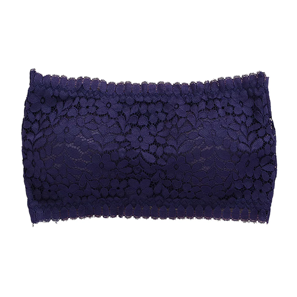 C Womens Floral Lace Seamless Bandeau Summer Elastic Strapless Bra Female Sexy Tube Top Bandeau Underwear - Цвет: C