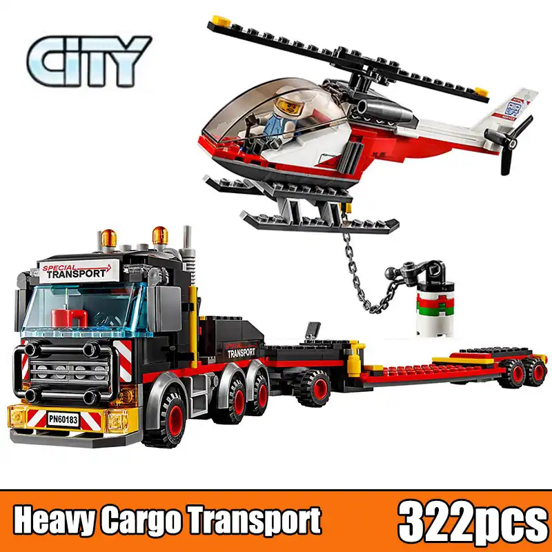 lego 60183 city vehicles cargo transport toy truck & helicopter