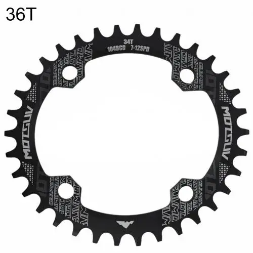 Black36T 32/34/36/38T 104BCD из алюминиевого сплава для горного велосипеда велосипедная Звездочка звездочка цепной передачи круглая узкая широкая цепь из колец цепь диаметра окружности болтов(зубчатая пластина - Цвет: Black36T