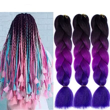 Синтетические косички для наращивания волос, 24 дюйма, огромные косички, длинные пряди, Омбре, вязанная косичка, синтетические косички для наращивания волос для женщин