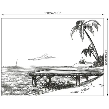 

Coastal Scenery DIY Silicone Clear Stamp Cling Seal Scrapbook Embossing Album