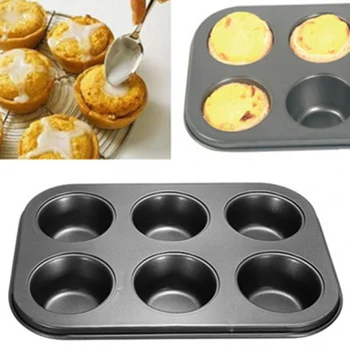 

6 Cups Muffin Cake Mould Pan Bakeware DIY Baking Tools Non-stick Metal Cupcake Mold Egg Tart Baking Dish L0414