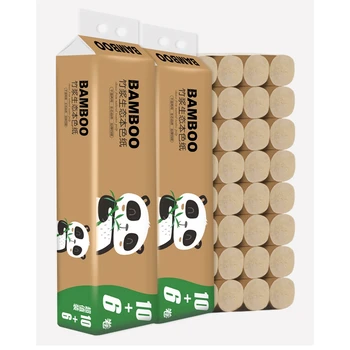 

Toilet Paper Roll Bamboo Pulp Natural Color Coreless Roll Paper Wholesale Household Toilet Paper Thick Tissue Paper Roll Paper