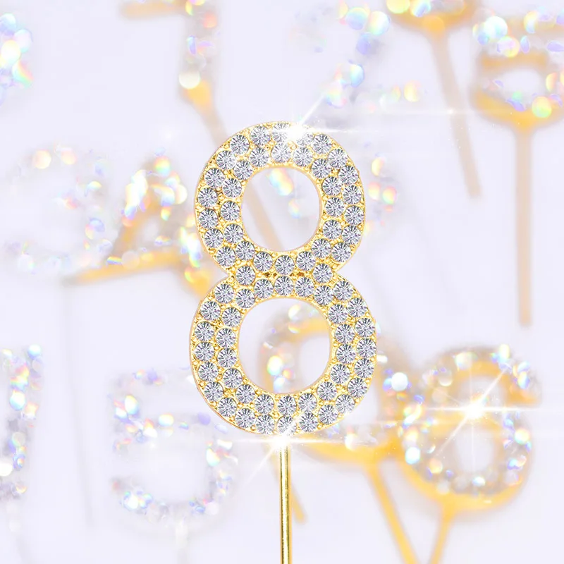 1 шт. номер "0-9" торт Топпер золото алмазные шипованные торт Топпер для десерта юбилей день рождения Декорации для свадьбы